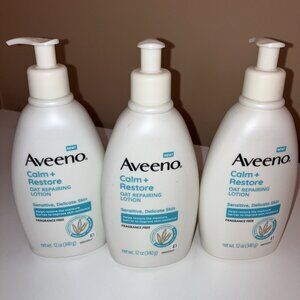 Aveeno 3x12oz. Calm + Restore Oat Repairing Lotion. Sensitive, Delicate Skin New